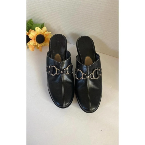 Cole Haan Classic Leather Clog Mule Womens Black US 8AA Made Brazil Preowned - Picture 9 of 9